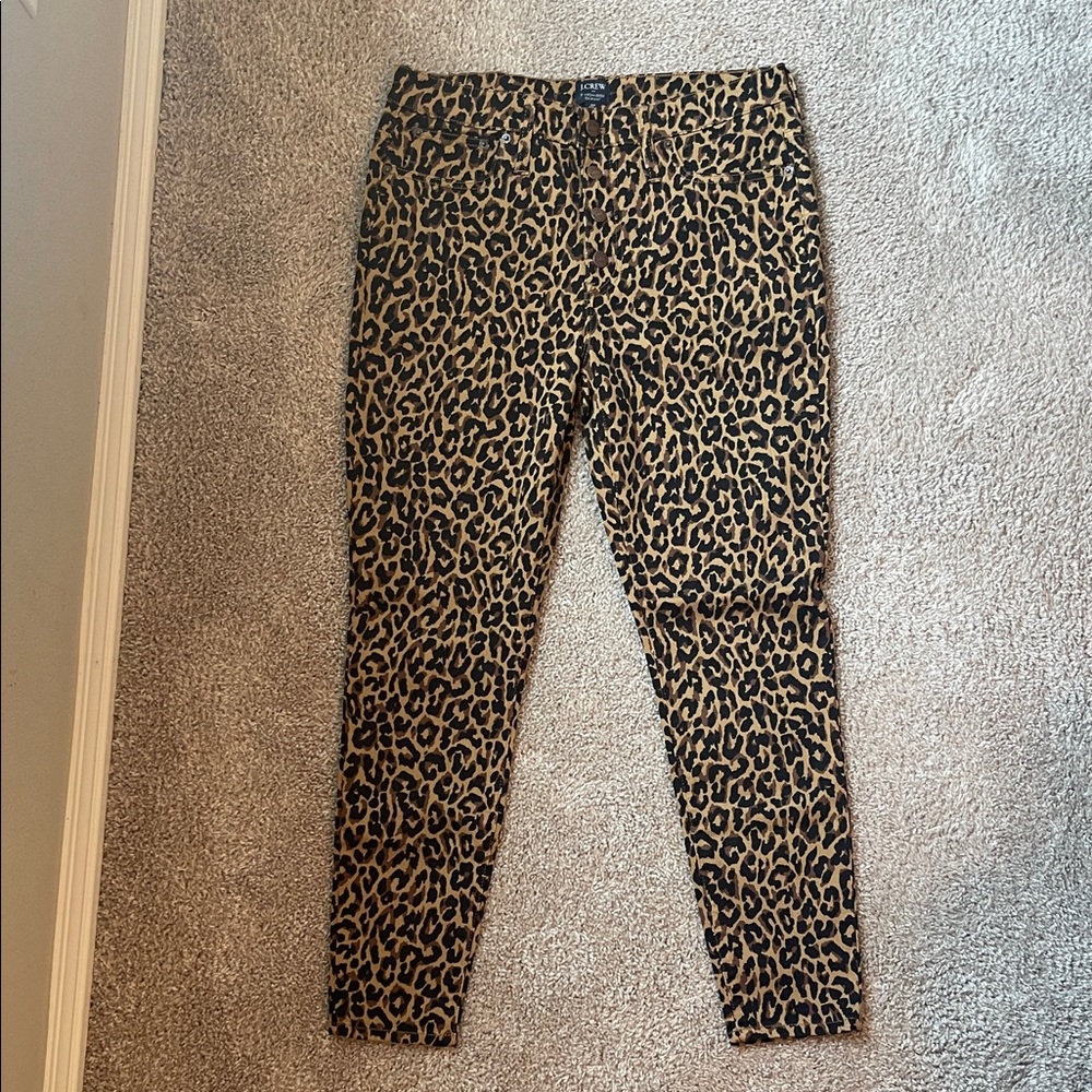 J. Crew Factory- 9” High-Rise Skinny  Leopard Print - Black and Tan